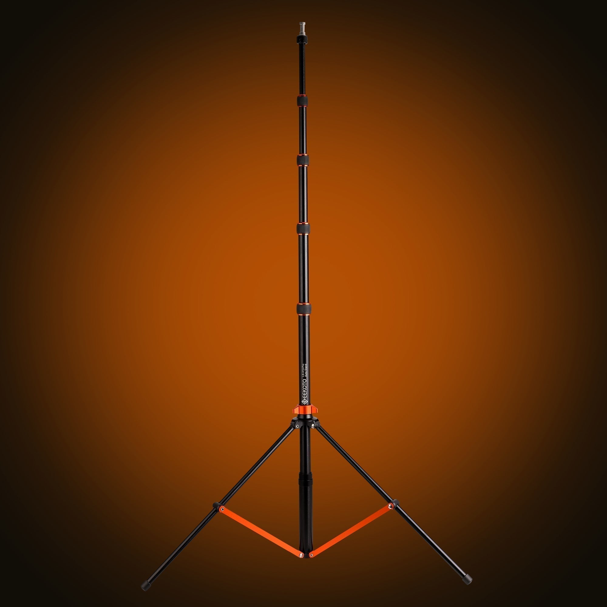 Geekoto LS31A PRO auto-deploy light stand fully extended with legs open