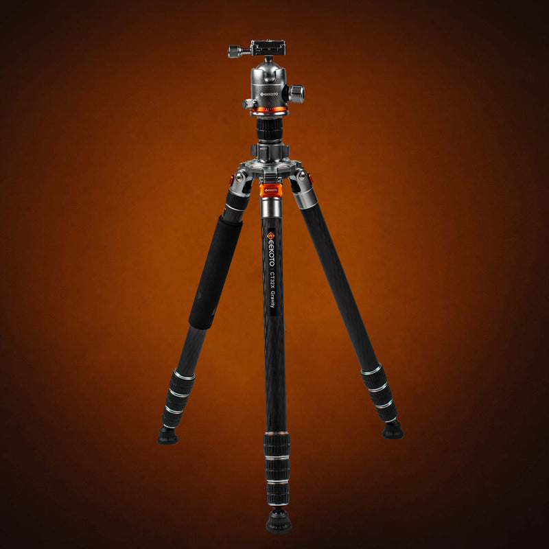 Geekoto CT32X Gravity 87-inch carbon fiber camera tripod fully extended with ball head
