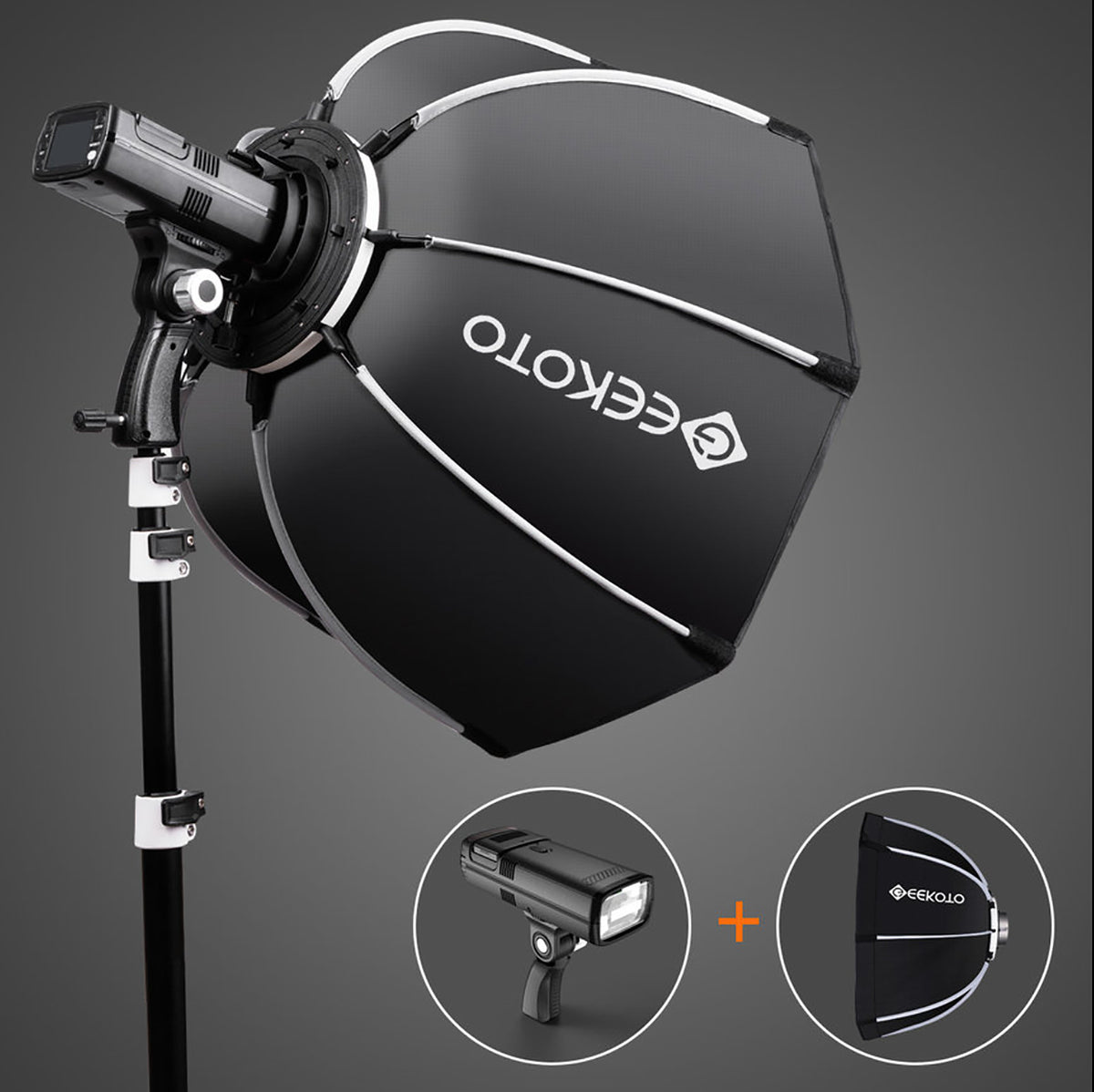 Geekoto GT200 Full Kit with 20-inch softbox for portable portrait lighting