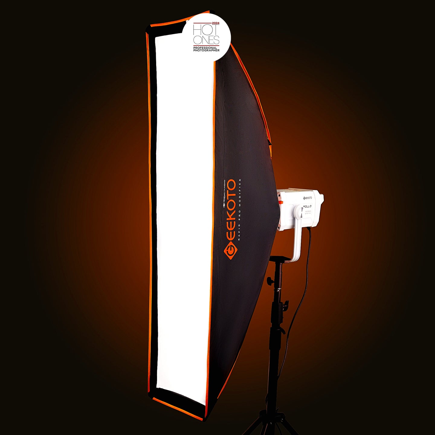 Geekoto GEEK-MOD SV48 48 x 12-inch rapid-deploy strip softbox front diffusion view for soft light control