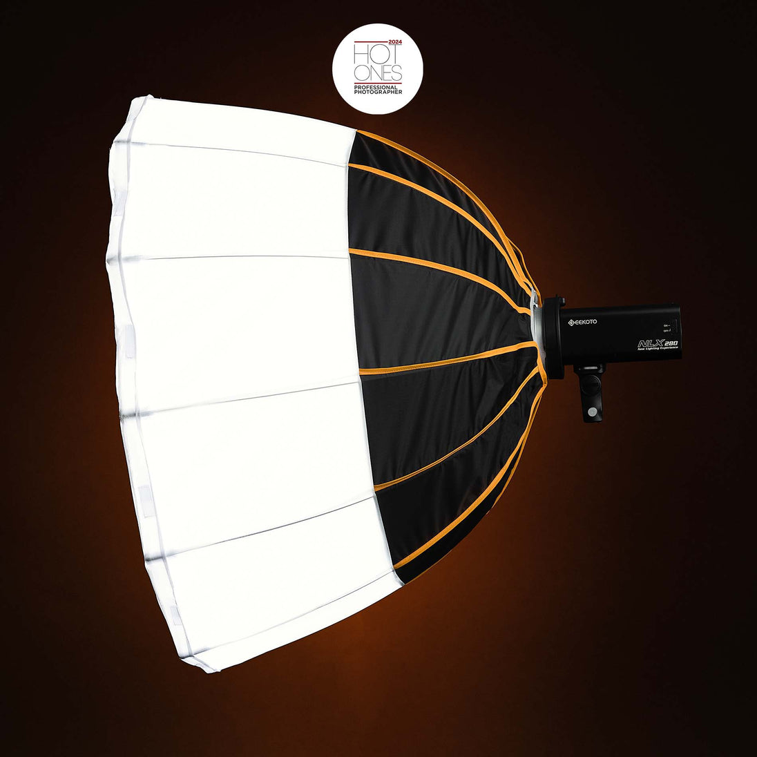 Geekoto GEEK MOD Y36 36-inch lantern softbox side profile showing collapsible modifier depth