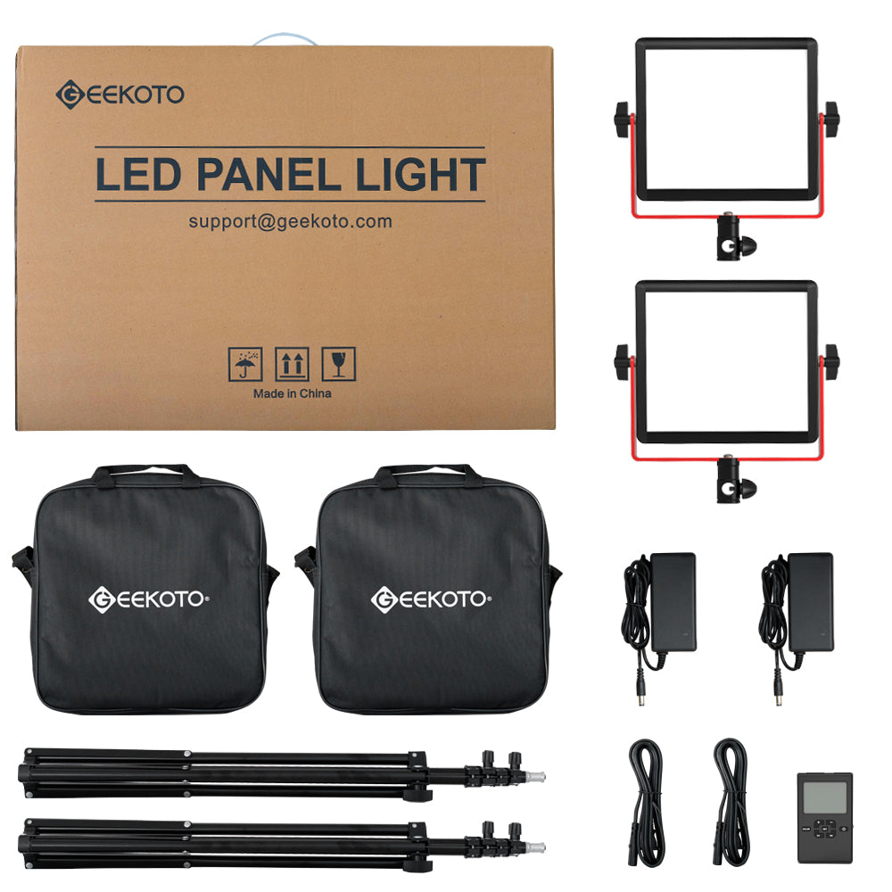Geekoto PL-20A 2-pack bi-color LED video panel light kit