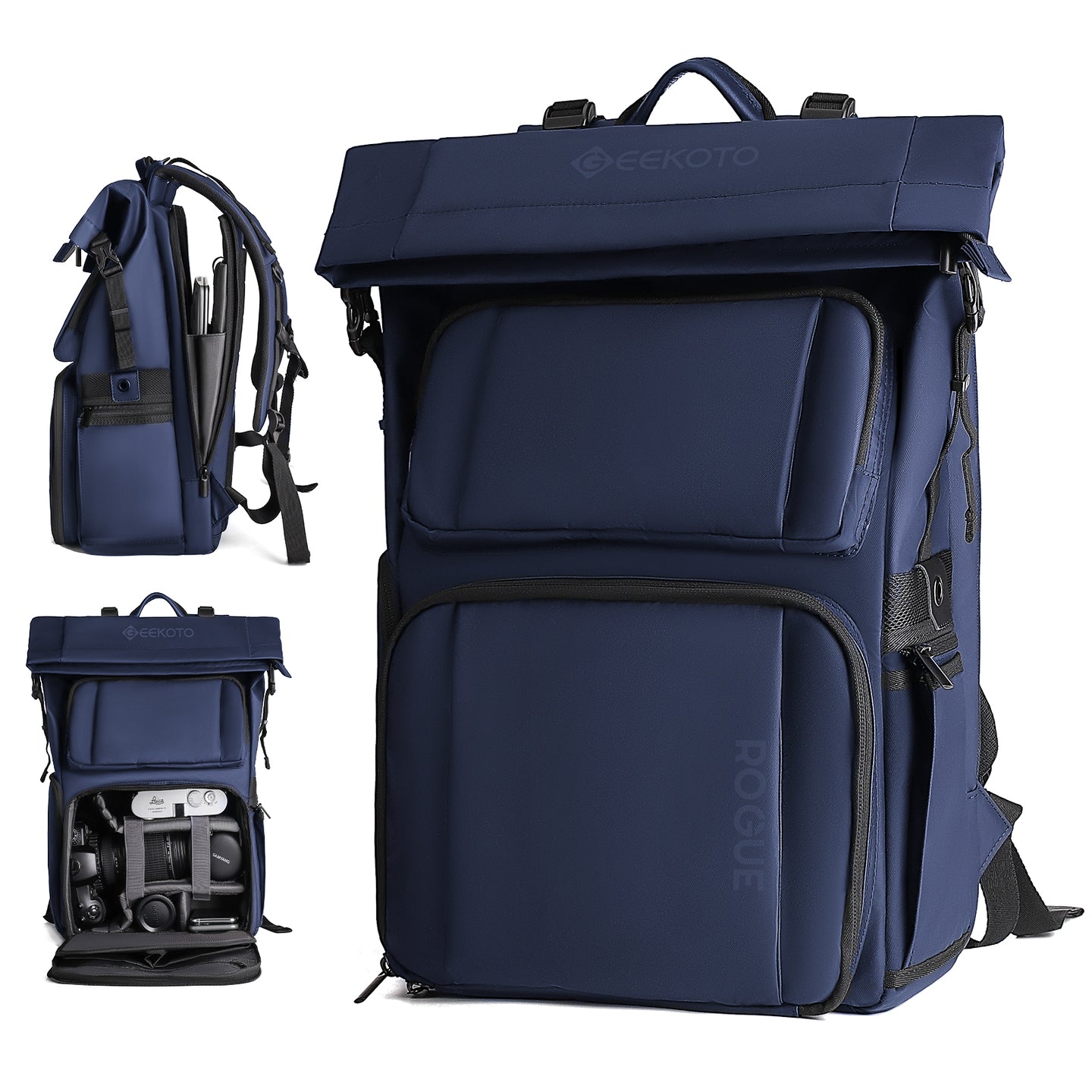 Geekoto Rogue Backpack in Black Grey and Blue color options