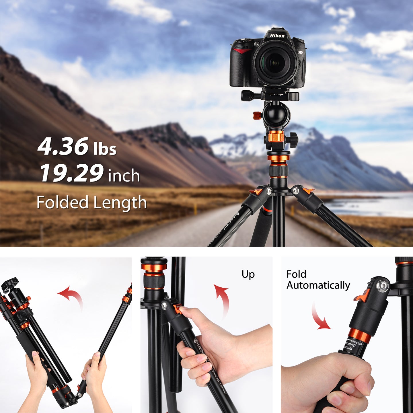 eekoto AT24 ANG overhead photography tripod setup