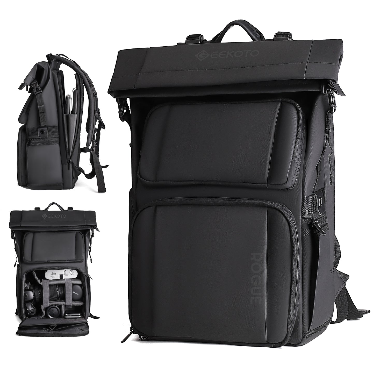 Geekoto Rogue Backpack travel-ready camera bag side view