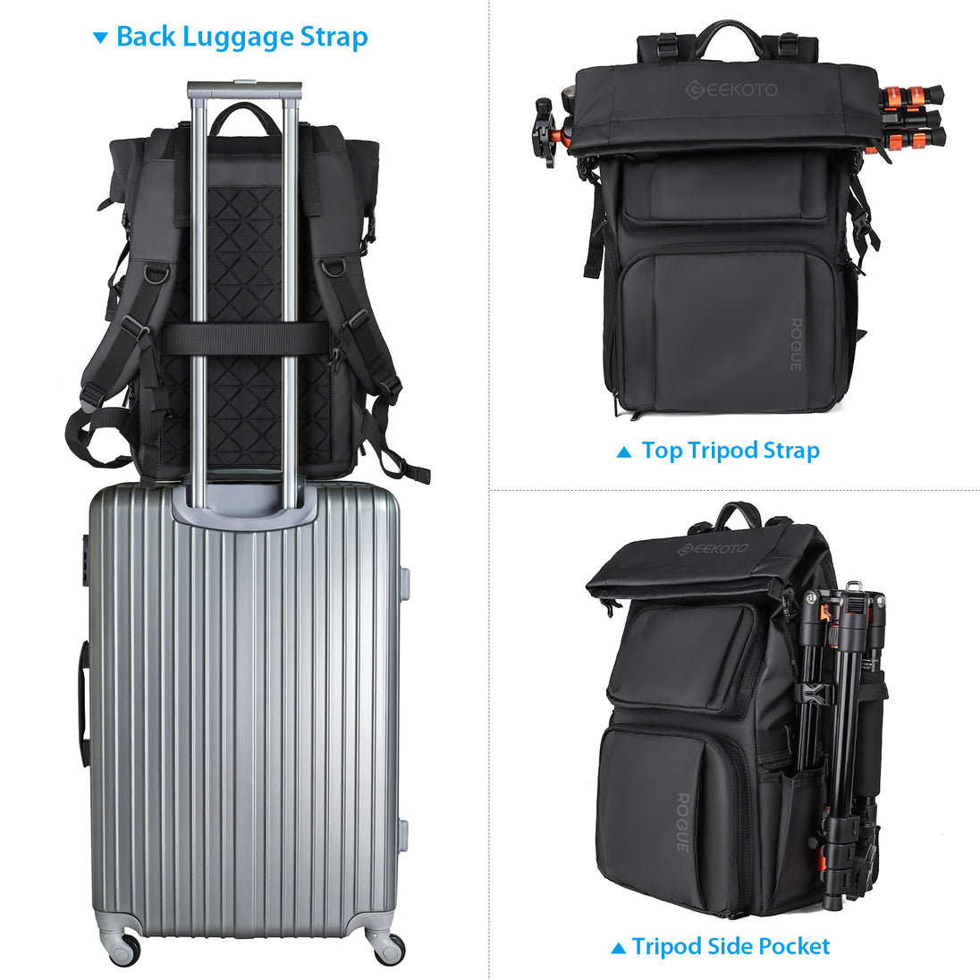 Geekoto Rogue Backpack ergonomic shoulder straps and breathable back panel