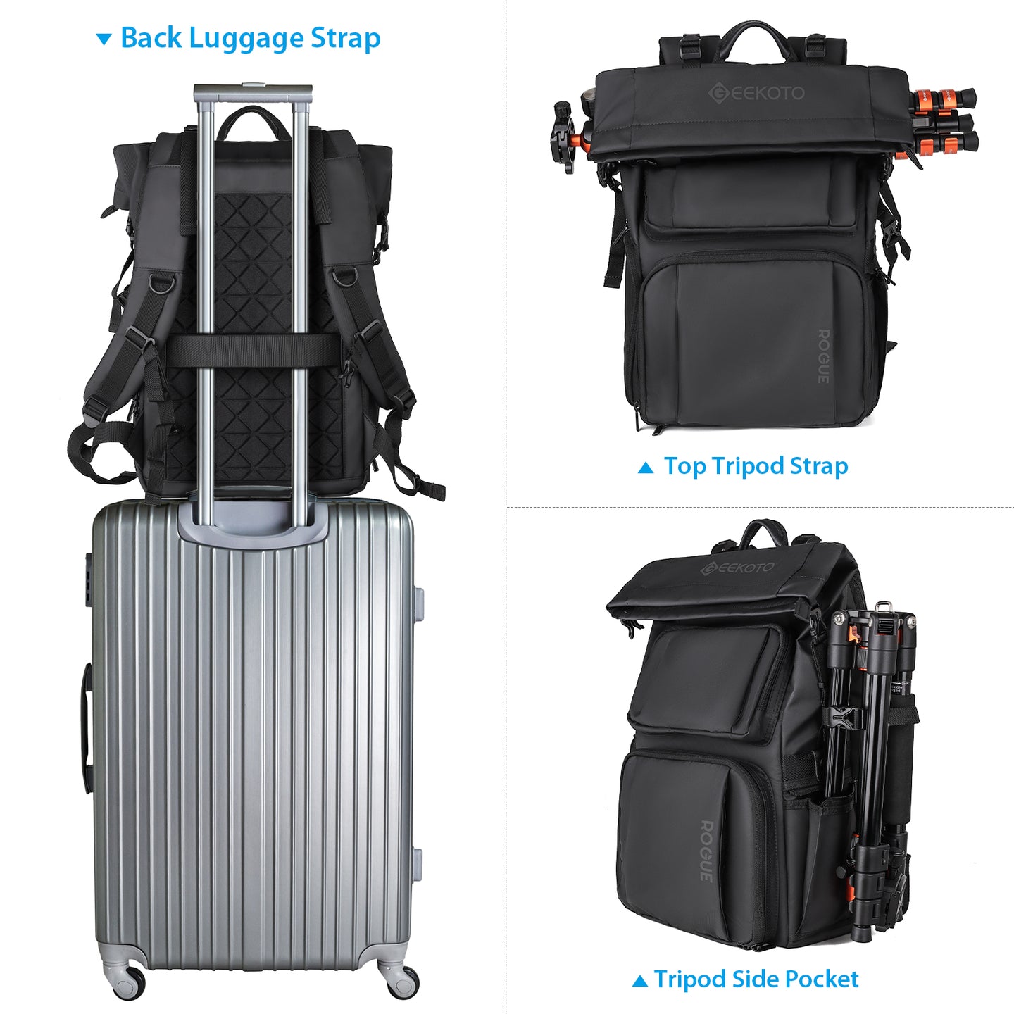 Geekoto Rogue Backpack ergonomic shoulder straps and breathable back panel